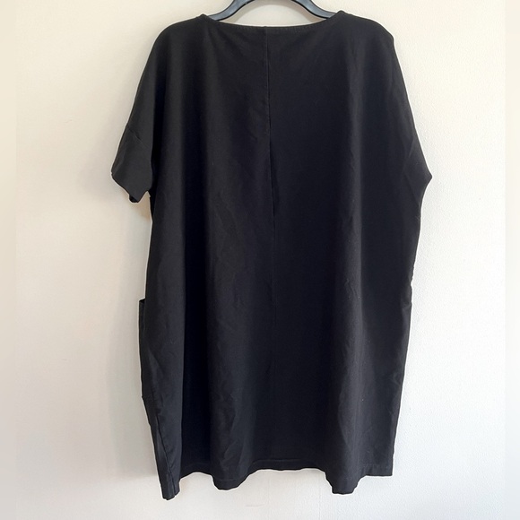 Eileen Fisher Stretch Crepe Crew Neck Short Sleeve Dress with Front Pockets, L - Picture 2 of 8